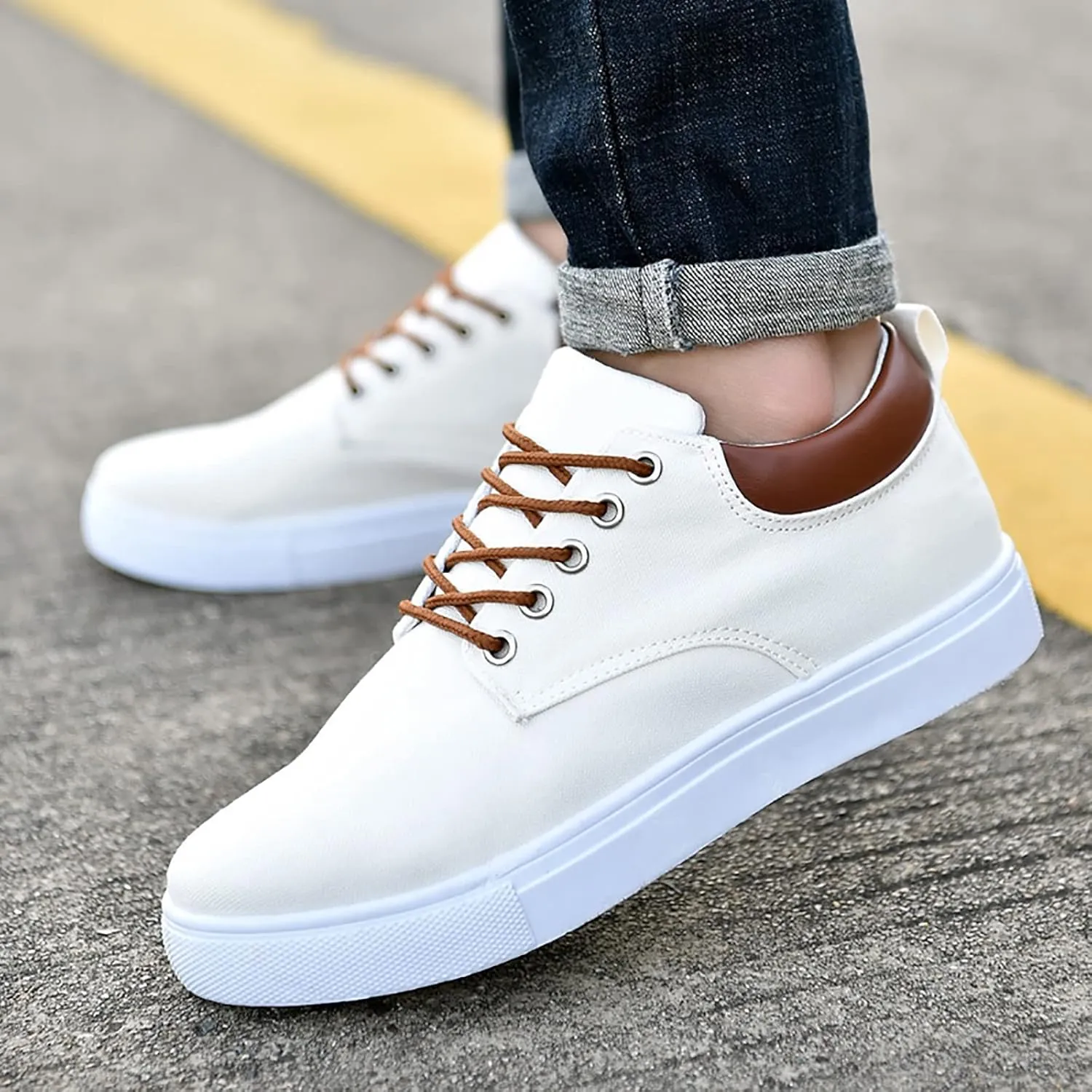 BORAMAX Men's Black Low Top Shoes Canvas Sneaker with Soft Insole Causal Dress Shoes for Men Comfortable Walking Shoes
