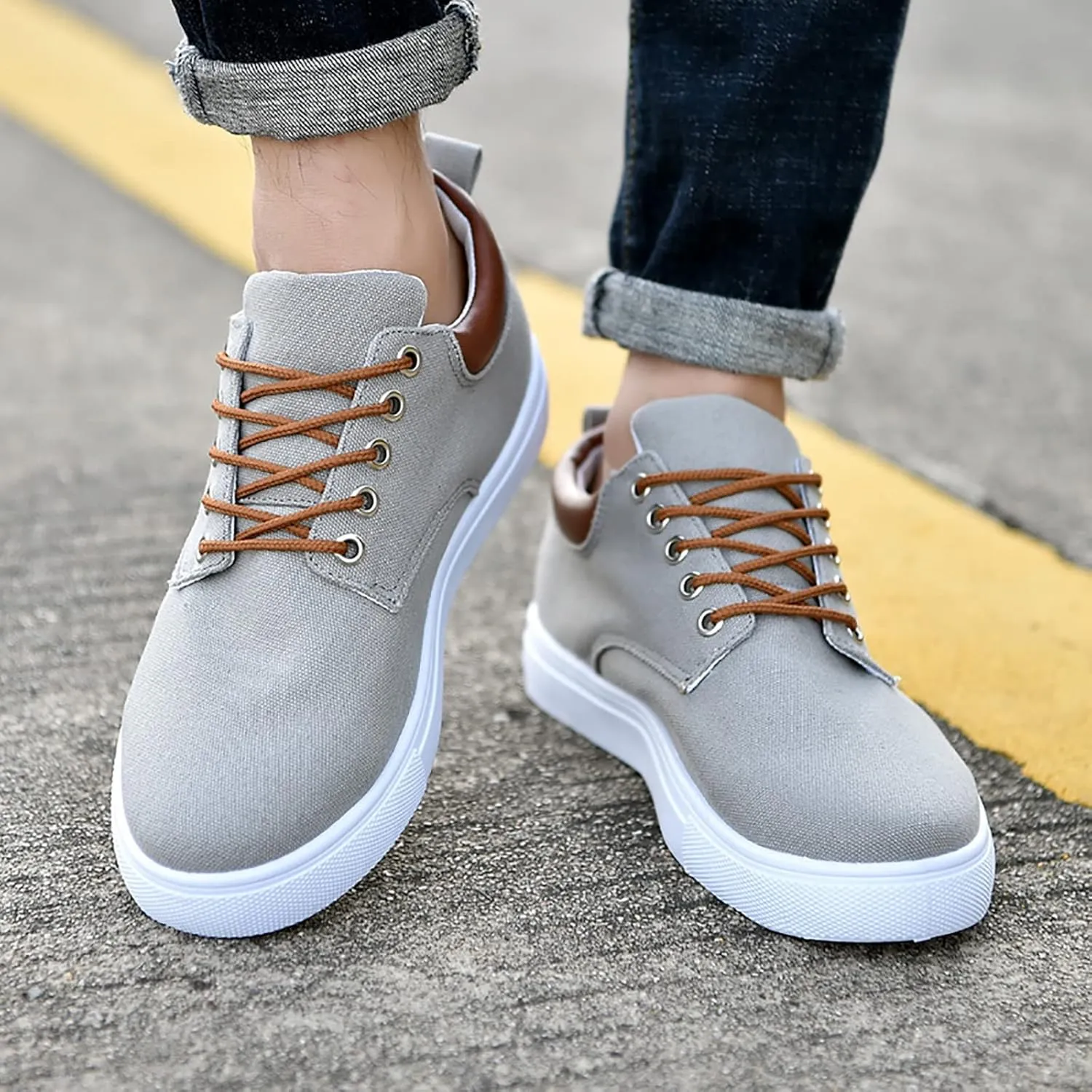 BORAMAX Men's Black Low Top Shoes Canvas Sneaker with Soft Insole Causal Dress Shoes for Men Comfortable Walking Shoes