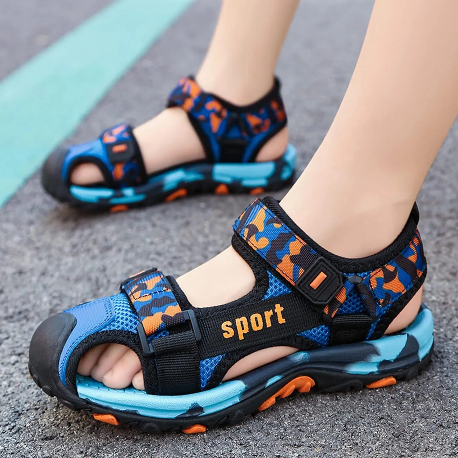 Boys Hiking Sandals Camouflage Closed-Toe Summer Outdoor Athletic Sport Beach Casual Sandals for Kid 2025 Fashion