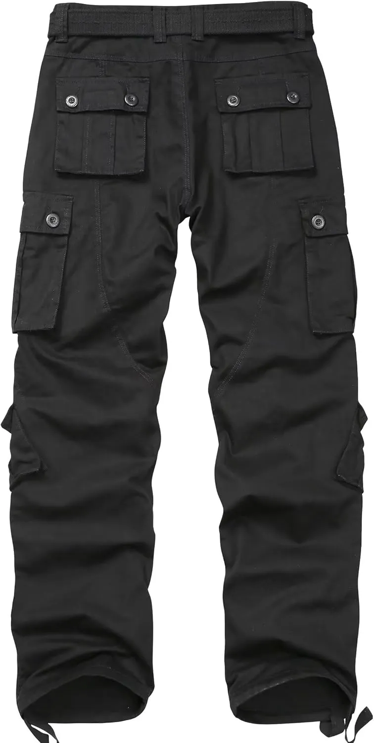Cargo Pants for Men, Camo Pants Relaxed Fit Utility Hiking Pants, Ripstop Work Pants with 8 Pockets
