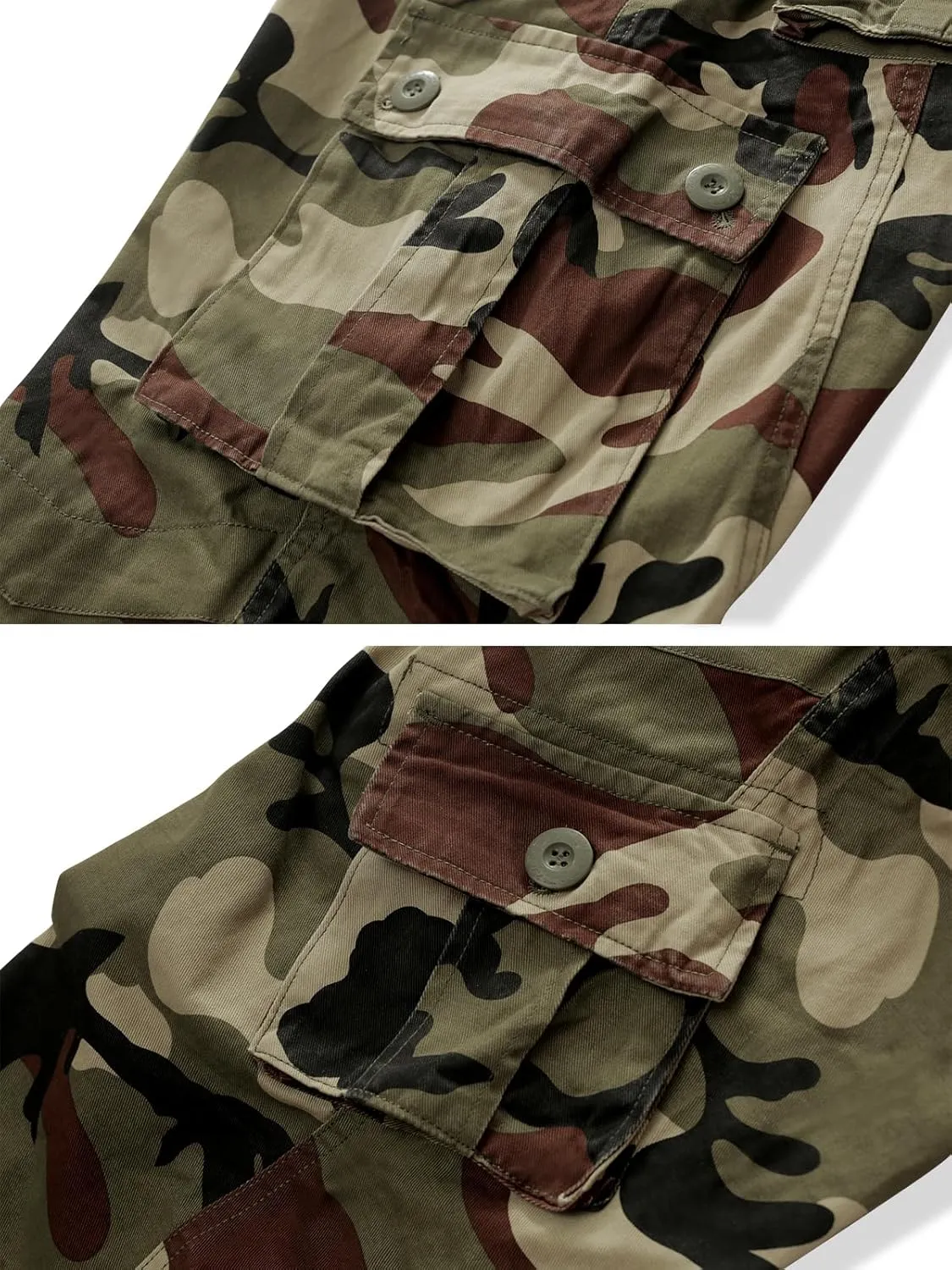 Cargo Pants for Men, Camo Pants Relaxed Fit Utility Hiking Pants, Ripstop Work Pants with 8 Pockets