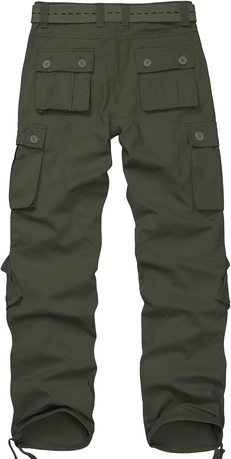 Cargo Pants for Men, Camo Pants Relaxed Fit Utility Hiking Pants, Ripstop Work Pants with 8 Pockets
