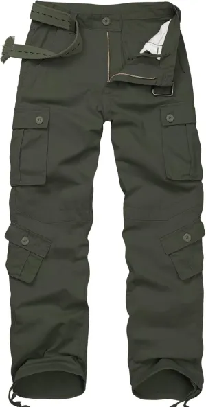 Cargo Pants for Men, Camo Pants Relaxed Fit Utility Hiking Pants, Ripstop Work Pants with 8 Pockets