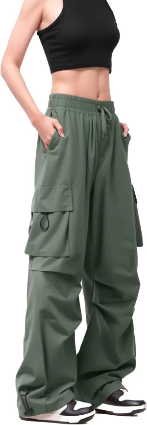 Cargo Pants Women Baggy High Waisted Parachute Pants with Pockets Wide Leg Y2K Casual Pants for Women