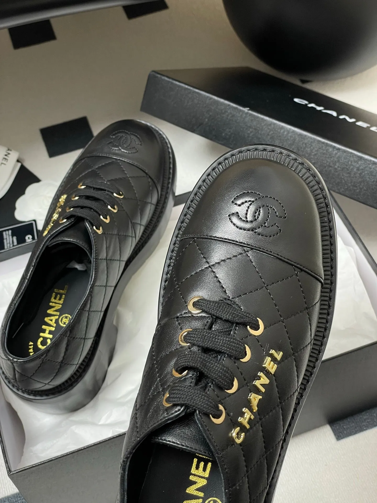 CC 25K Thick-Soled 45mm Loafer Black Lambskin 247706