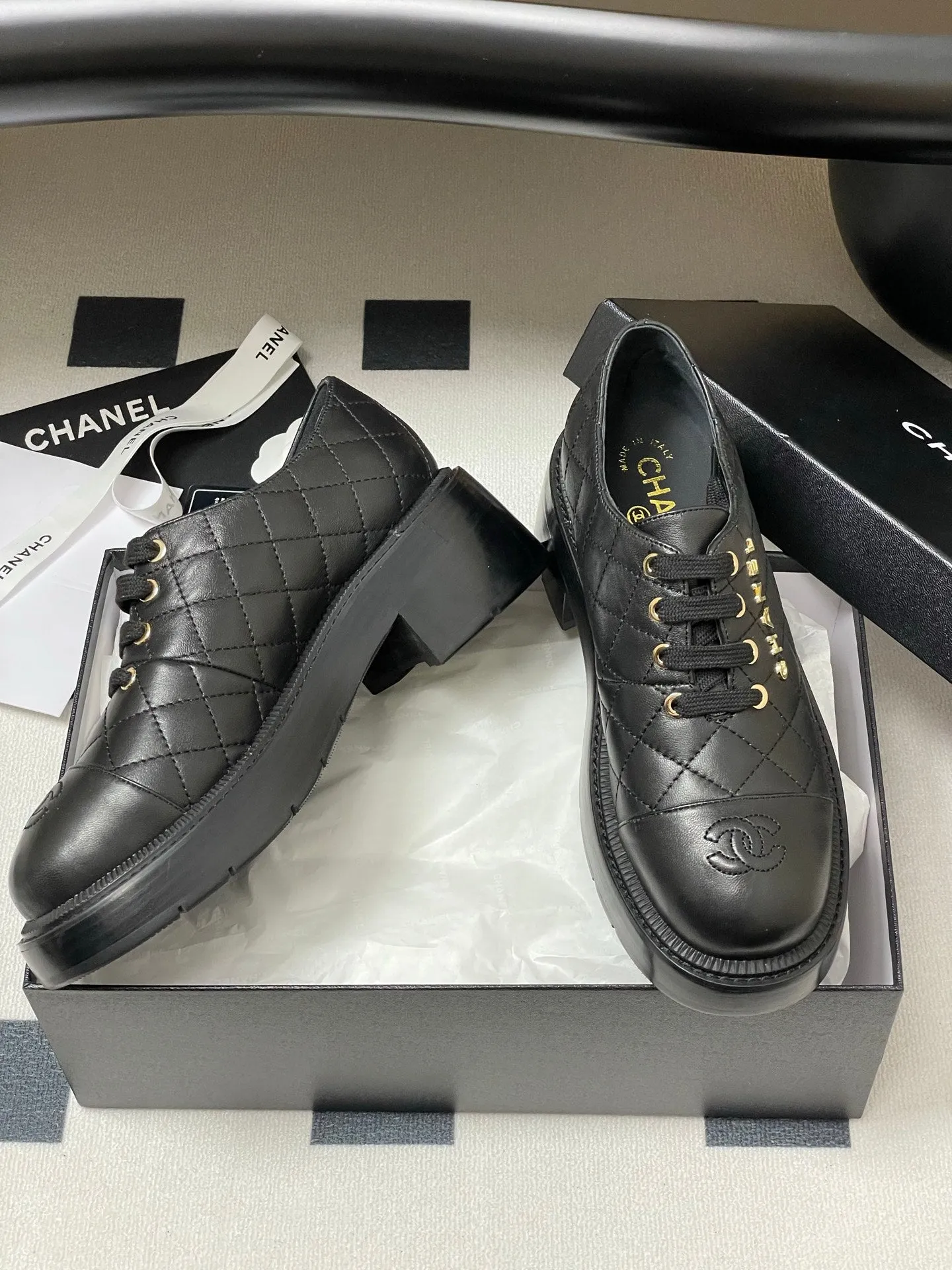 CC 25K Thick-Soled 45mm Loafer Black Lambskin 247706