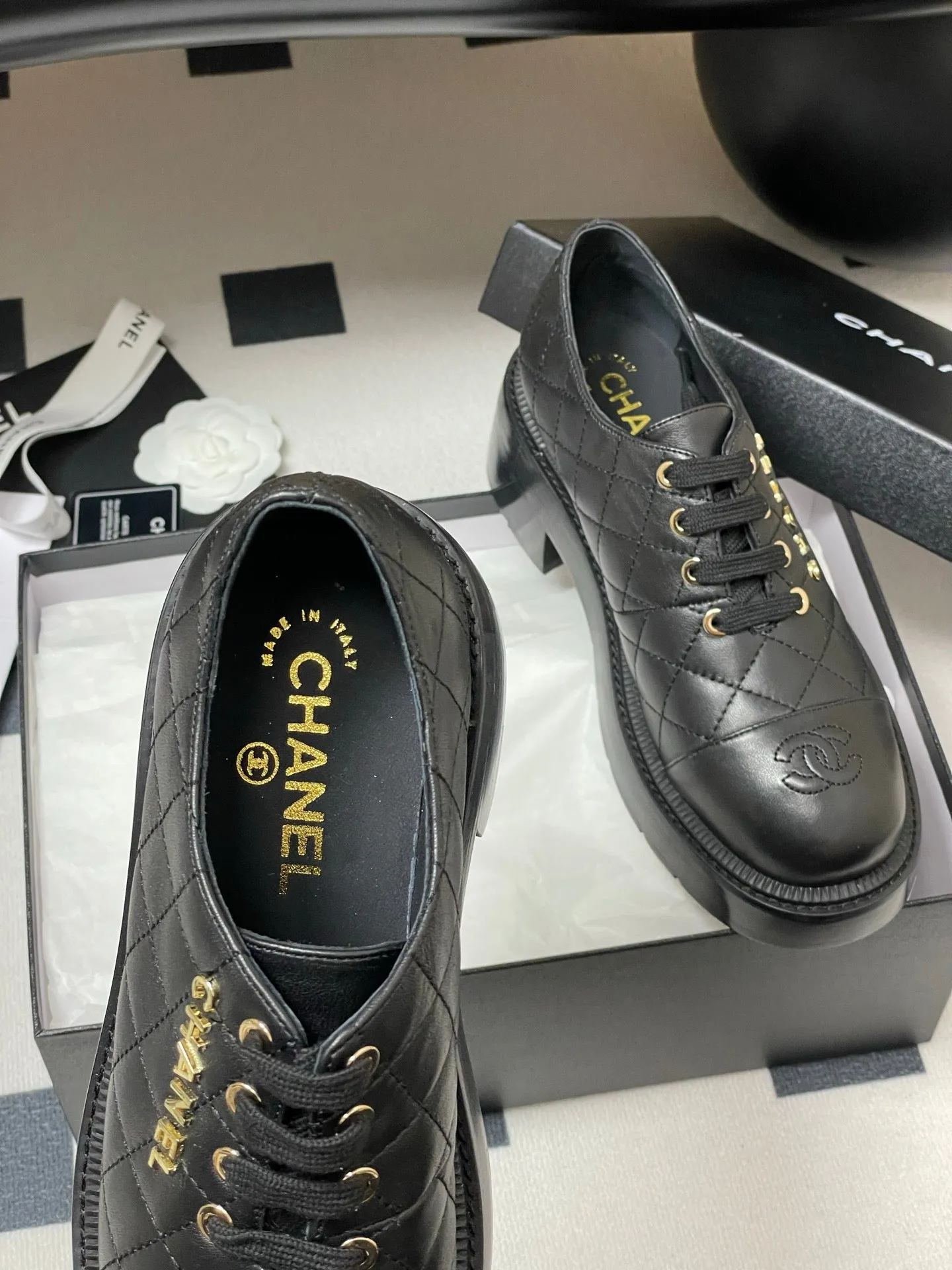 CC 25K Thick-Soled 45mm Loafer Black Lambskin 247706