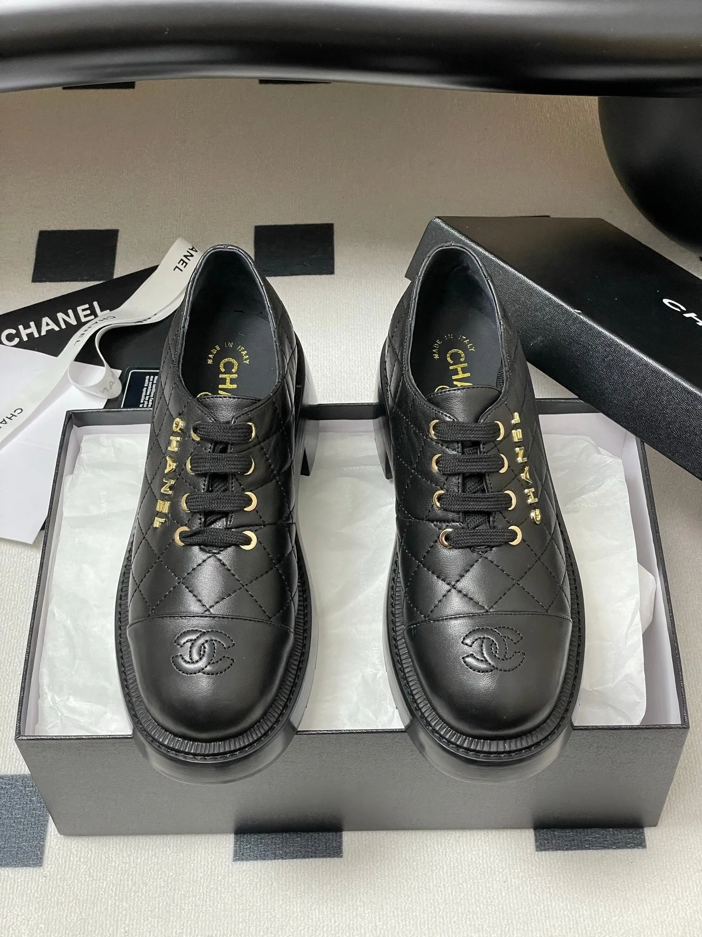 CC 25K Thick-Soled 45mm Loafer Black Lambskin 247706