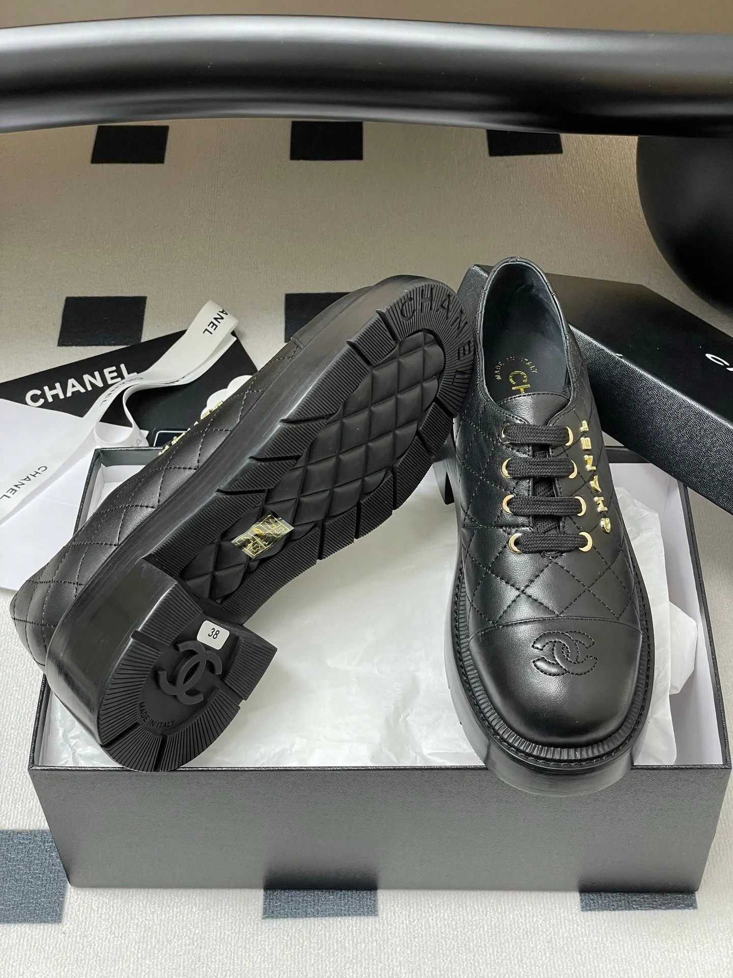CC 25K Thick-Soled 45mm Loafer Black Lambskin 247706