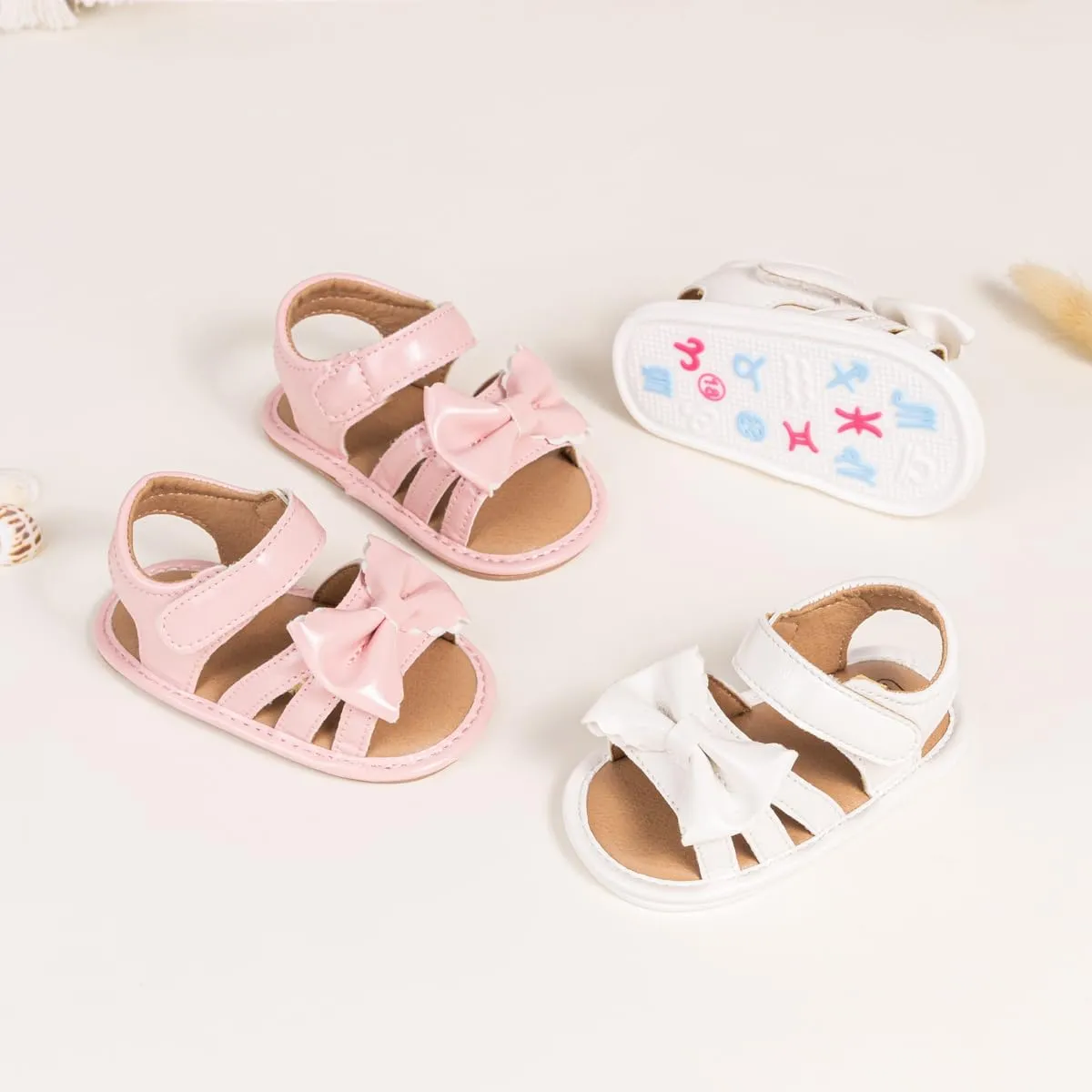 CENCIRILY Infant Baby Girls Boys Sandals Summer Beach Outdoor Bowknot Soft Rubber Sole Toddler Princess Dress Flats Walking Shoes