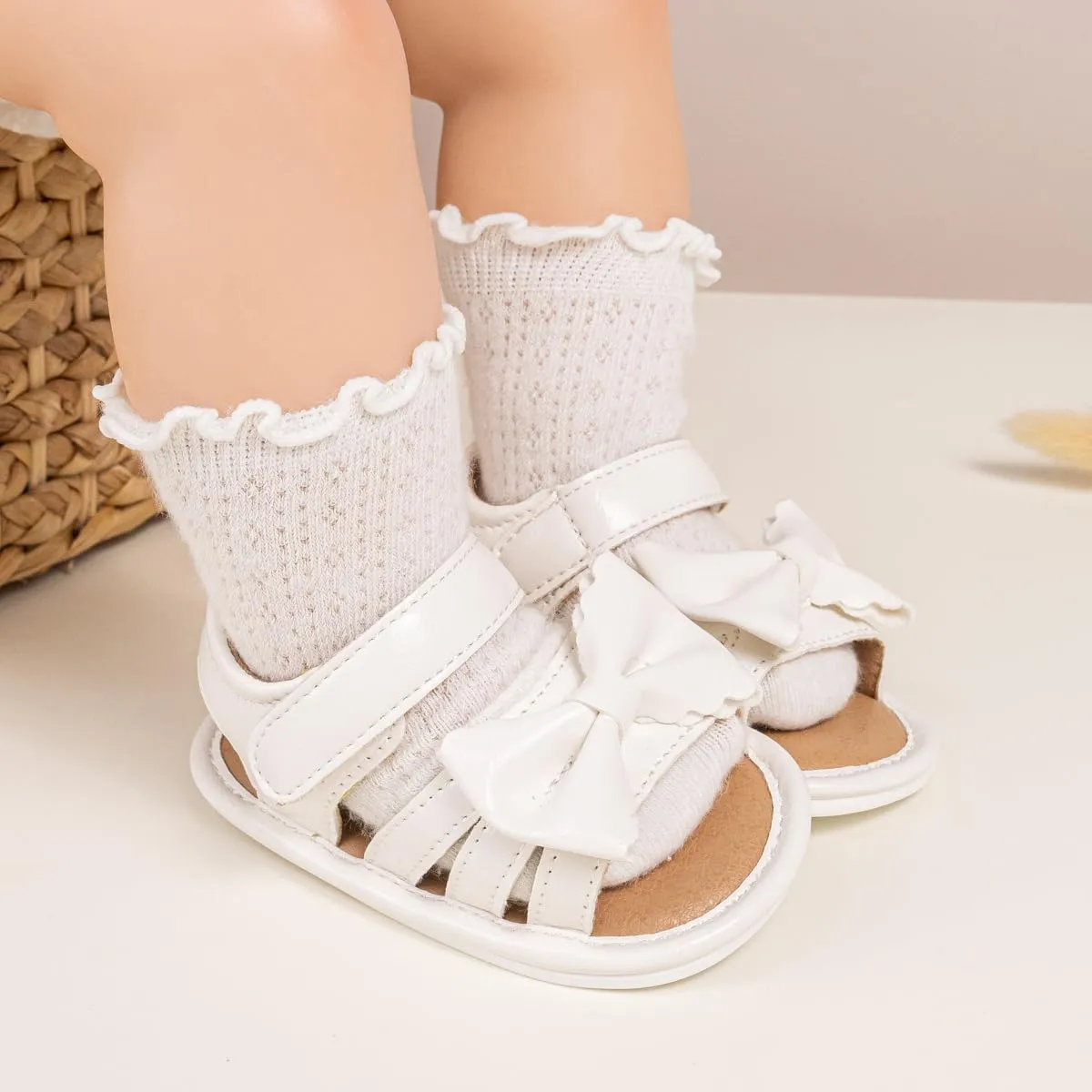 CENCIRILY Infant Baby Girls Boys Sandals Summer Beach Outdoor Bowknot Soft Rubber Sole Toddler Princess Dress Flats Walking Shoes