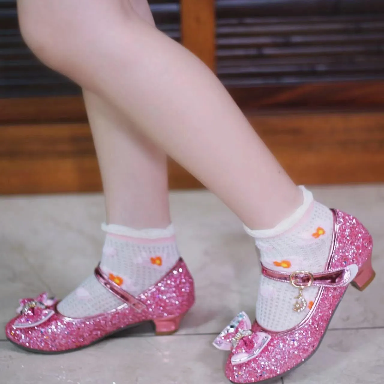 Children's Girl Mary Jane Bright Shoes Low Heel Princess Flower Wedding Birthday Party Dress Low Heel Flats