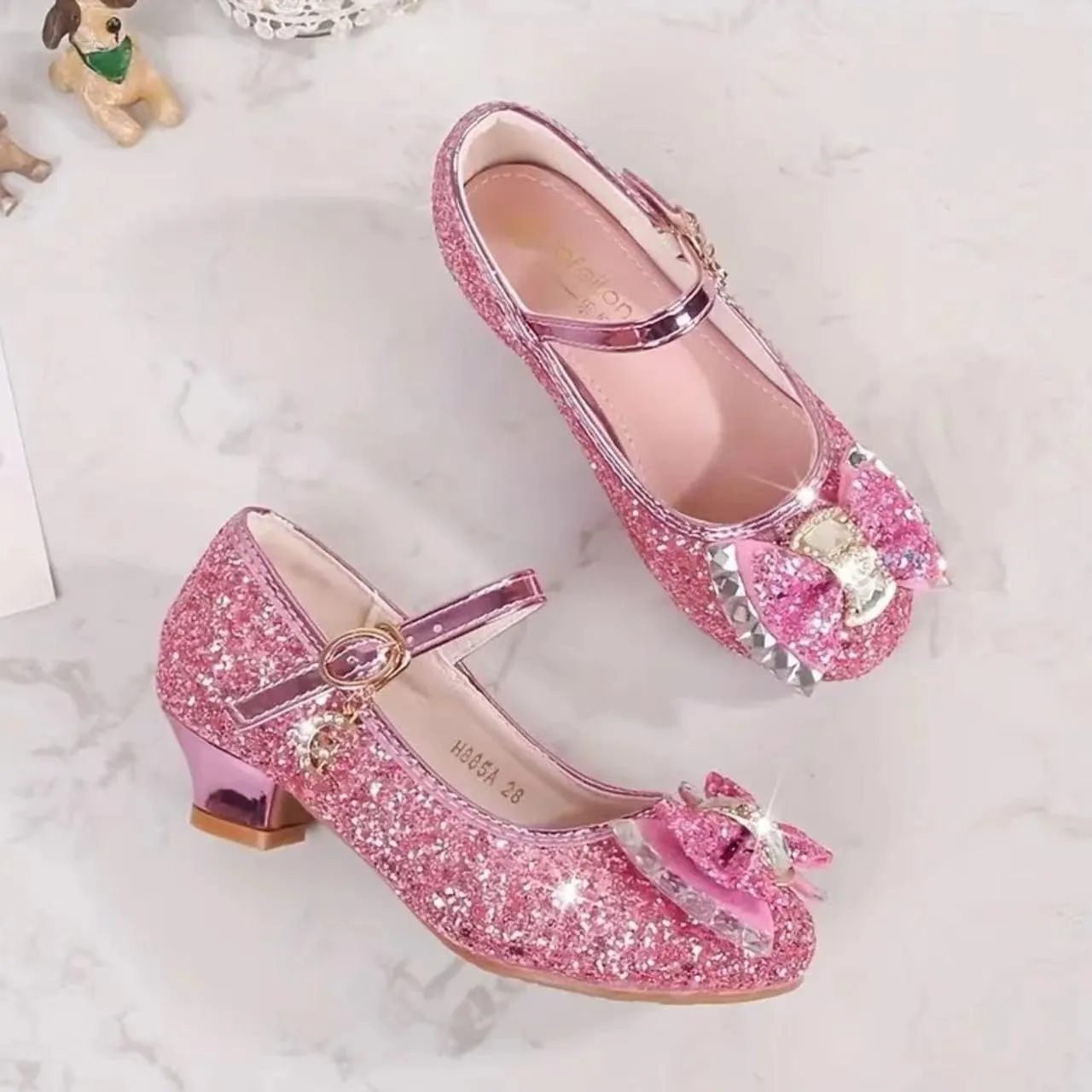 Children's Girl Mary Jane Bright Shoes Low Heel Princess Flower Wedding Birthday Party Dress Low Heel Flats