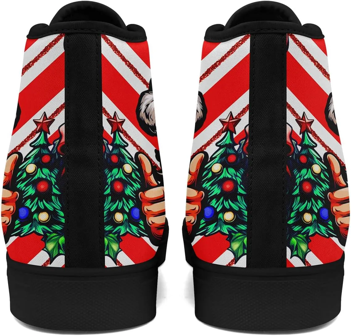 Christmas High-Top Sneakers for Womens Girls,Holiday-Themed Canvas Shoes Comfortable Casul high Tops,Xmas Gift