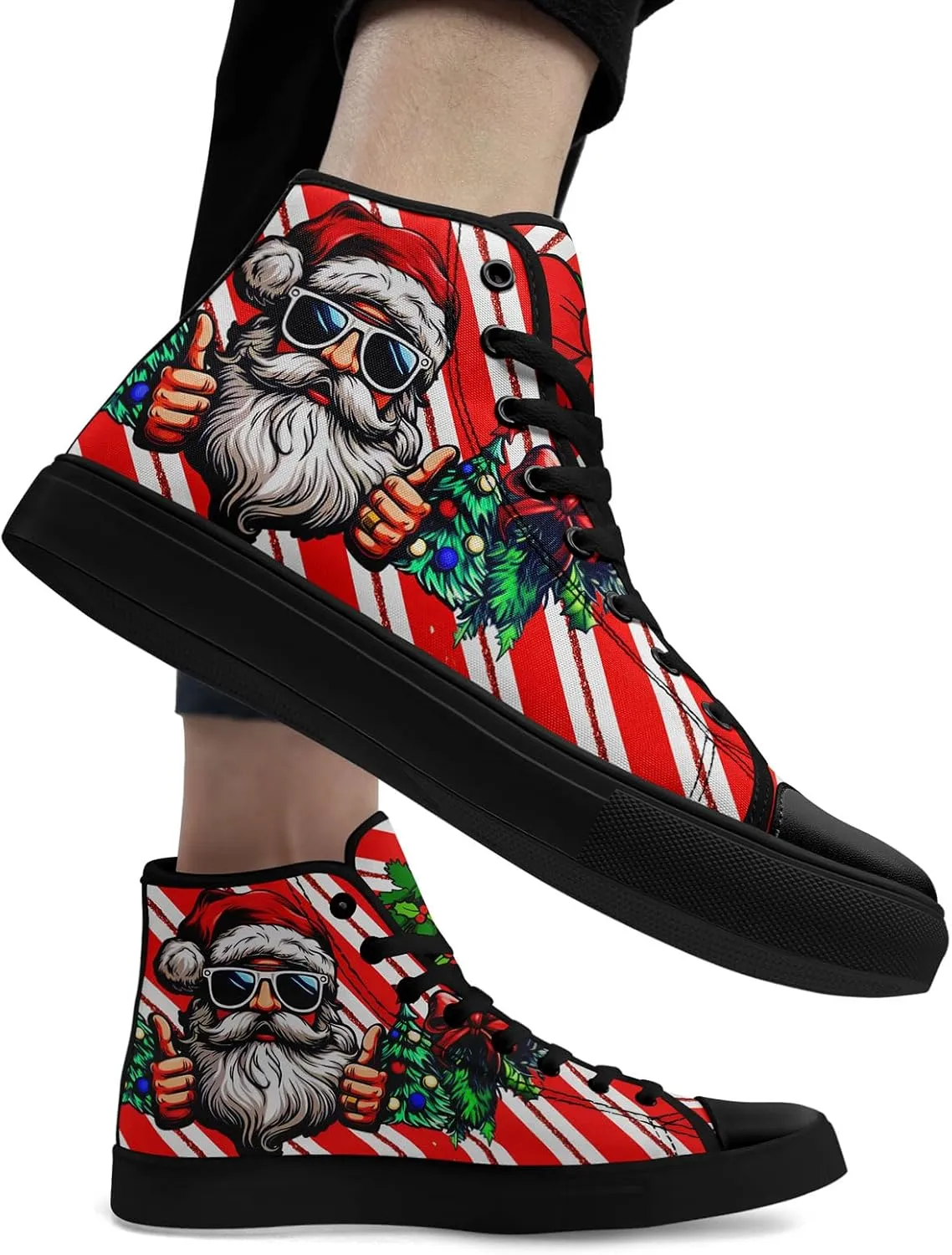 Christmas High-Top Sneakers for Womens Girls,Holiday-Themed Canvas Shoes Comfortable Casul high Tops,Xmas Gift