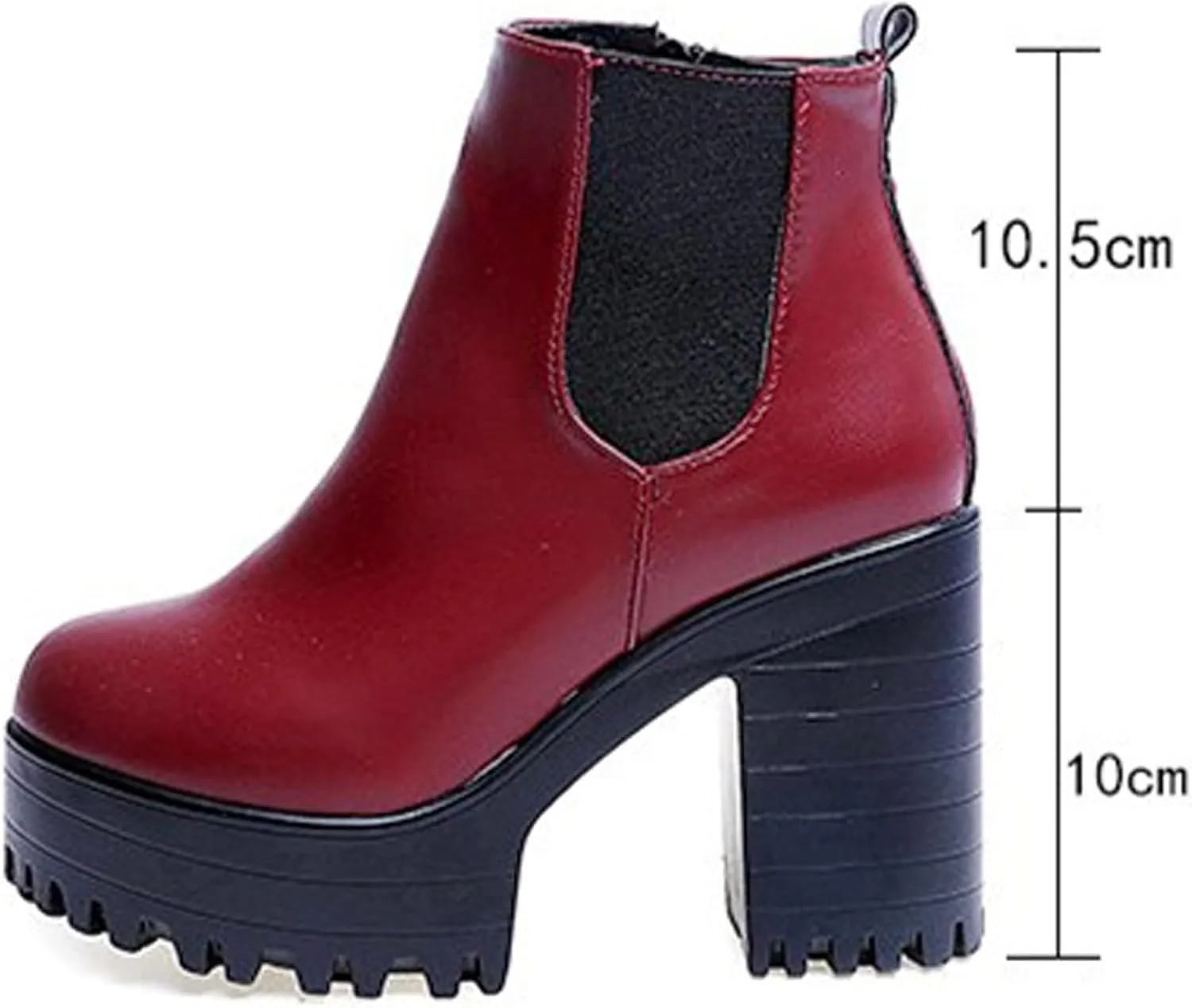 Chunky Block Chelsea Booties Trendy Winter High Block Heel Platform Ankle Boots Side Zipper Slip on Lug Sole Boots