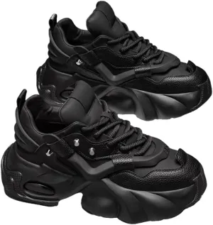 Chunky Sneakers for Man, 2024 Men's Fashion Sneakers - Durable, Platform, high-top Casual Shoes Durable Thick Sole Lace-Up Casual Shoes for Outdoor & Everyday Wear
