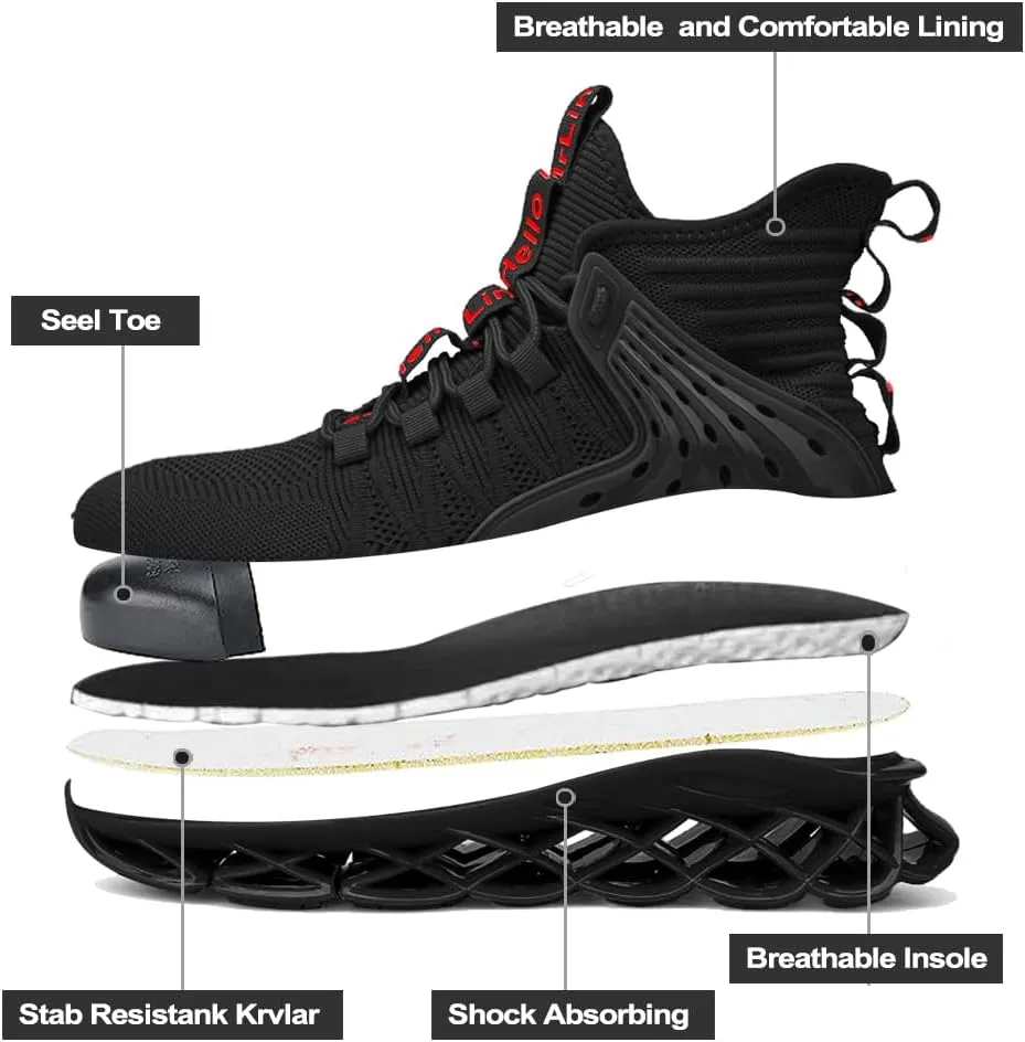 CLOAKA Steel Toe Shoes for Men Women Breathable Safety Shoes Puncture Proof Comfortable Utility Mens Womens Non Slip Work Shoes for Industrial Construction Fashion High Top Sneakers