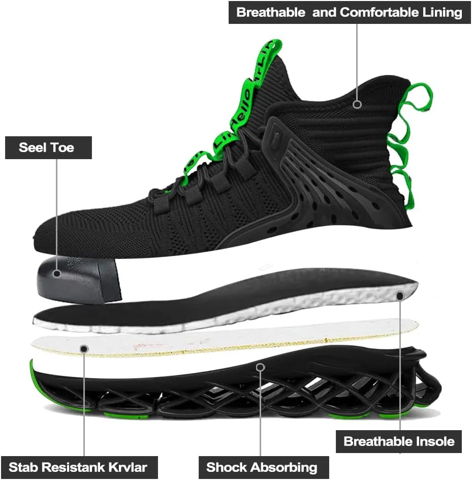 CLOAKA Steel Toe Shoes for Men Women Breathable Safety Shoes Puncture Proof Comfortable Utility Mens Womens Non Slip Work Shoes for Industrial Construction Fashion High Top Sneakers