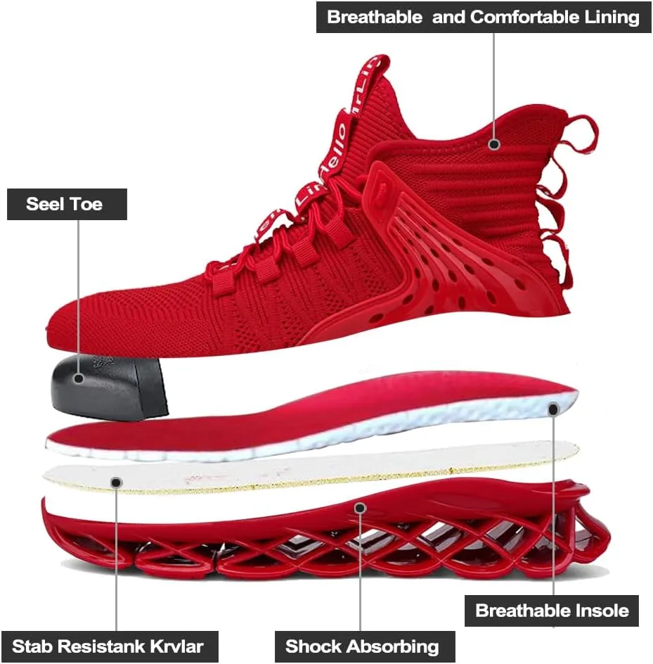CLOAKA Steel Toe Shoes for Men Women Breathable Safety Shoes Puncture Proof Comfortable Utility Mens Womens Non Slip Work Shoes for Industrial Construction Fashion High Top Sneakers