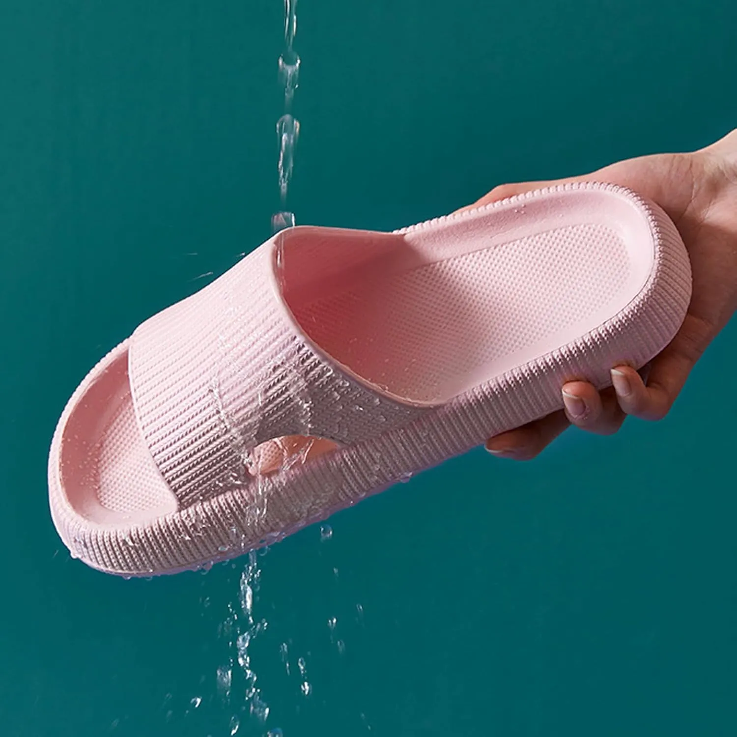 Cloud Slippers for Women and Men,Support and Cushioned Thick Sole Pillow Slippers Ultra Soft EVA Anti-slip shock absorption Flat Shower Sandals