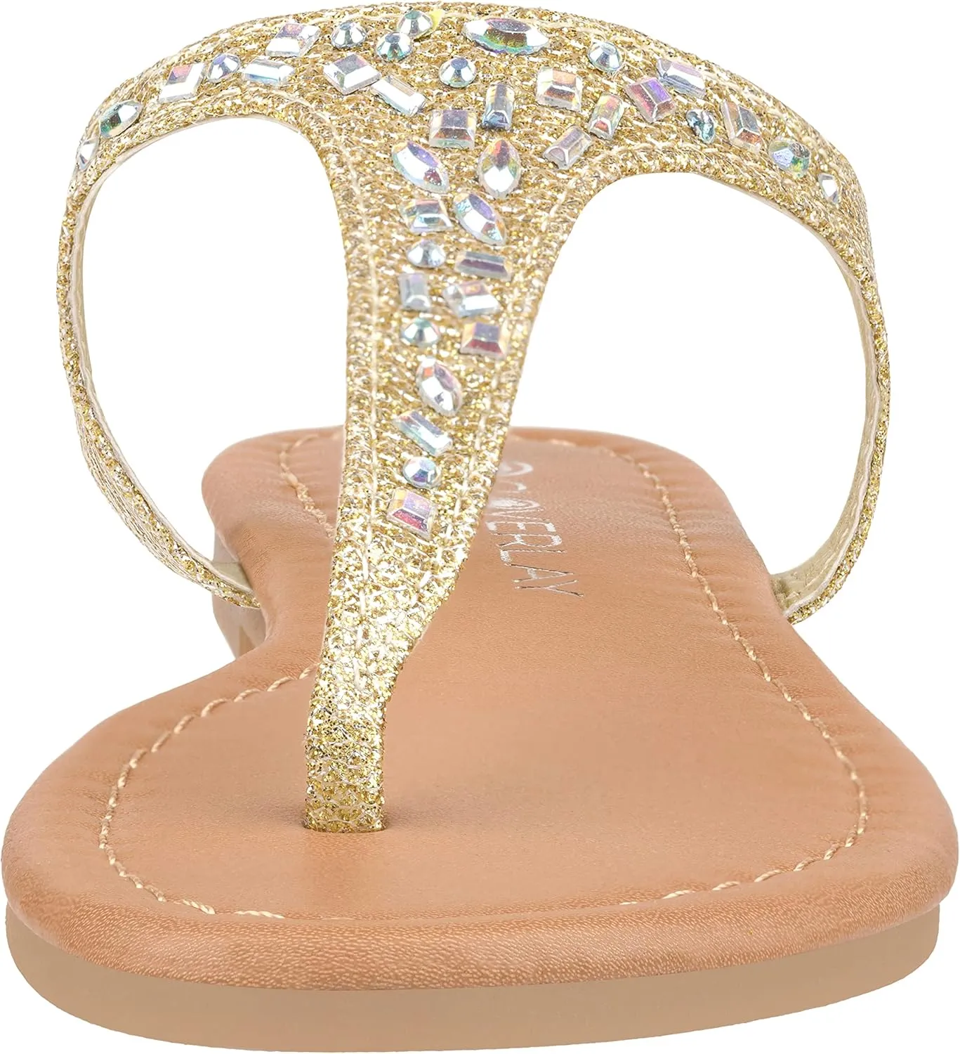CLOVERLAY Girls Sandals Kids Gladiator Strappy Rhinestone Glitter Flat Sandals