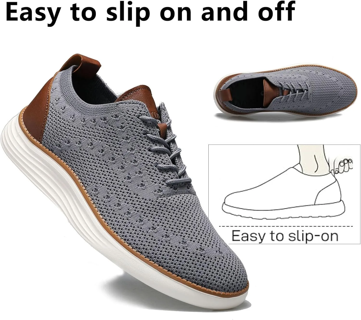 Comfortable Business Casual Shoes for Men, Fashion Mesh Dress Sneakers Shoes, Lightweight Breathable Walking Shoes