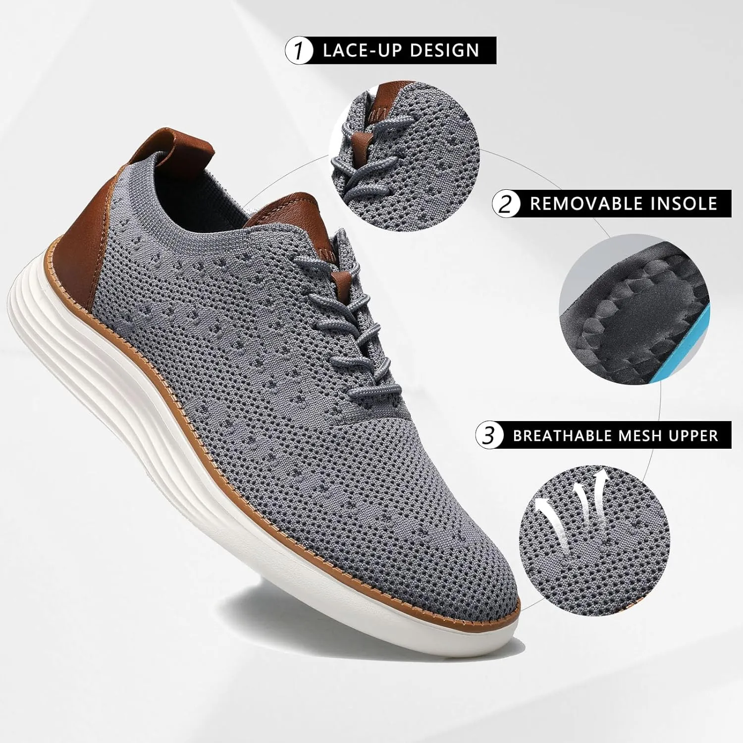 Comfortable Business Casual Shoes for Men, Fashion Mesh Dress Sneakers Shoes, Lightweight Breathable Walking Shoes
