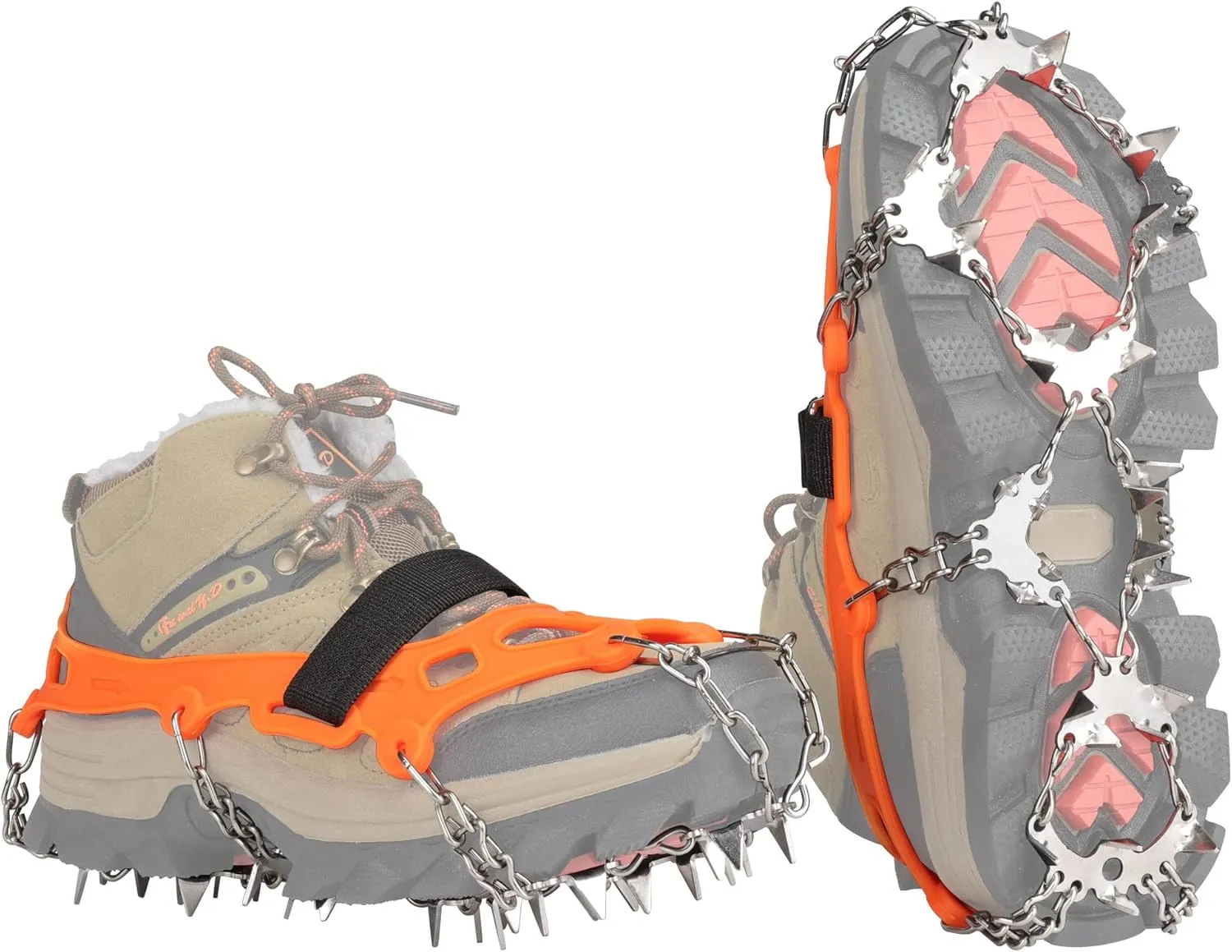 Crampons Ice Cleats Traction Snow Grips for Boots Shoes with 33 Stainless Steel Spikes Anti Slip for Walking,Hiking,Climbing,Fishing and Mountaineering
