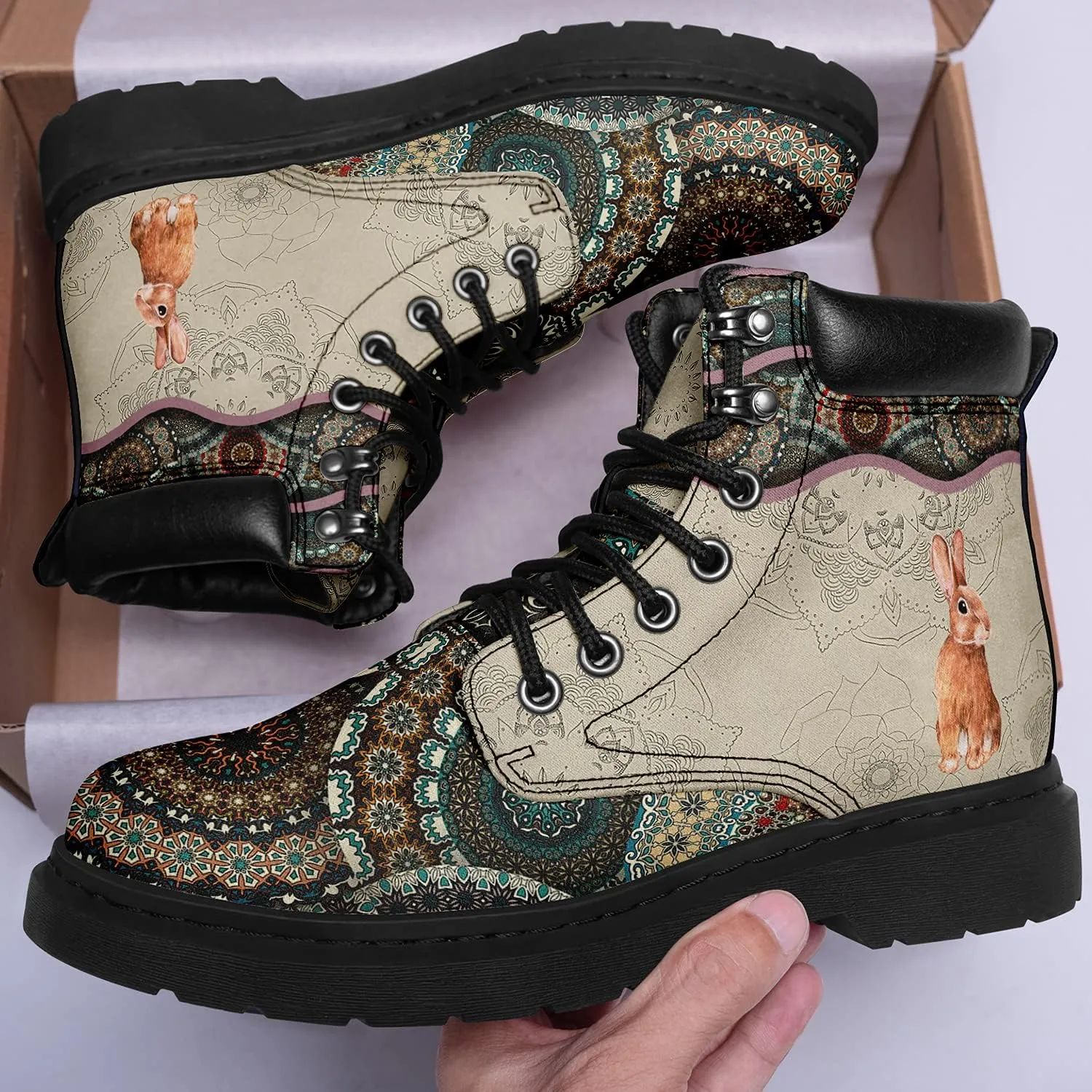 Custom Flower Mandala Animal Print Boots for Women Fashion Boots Winter Boots for Girl Lady