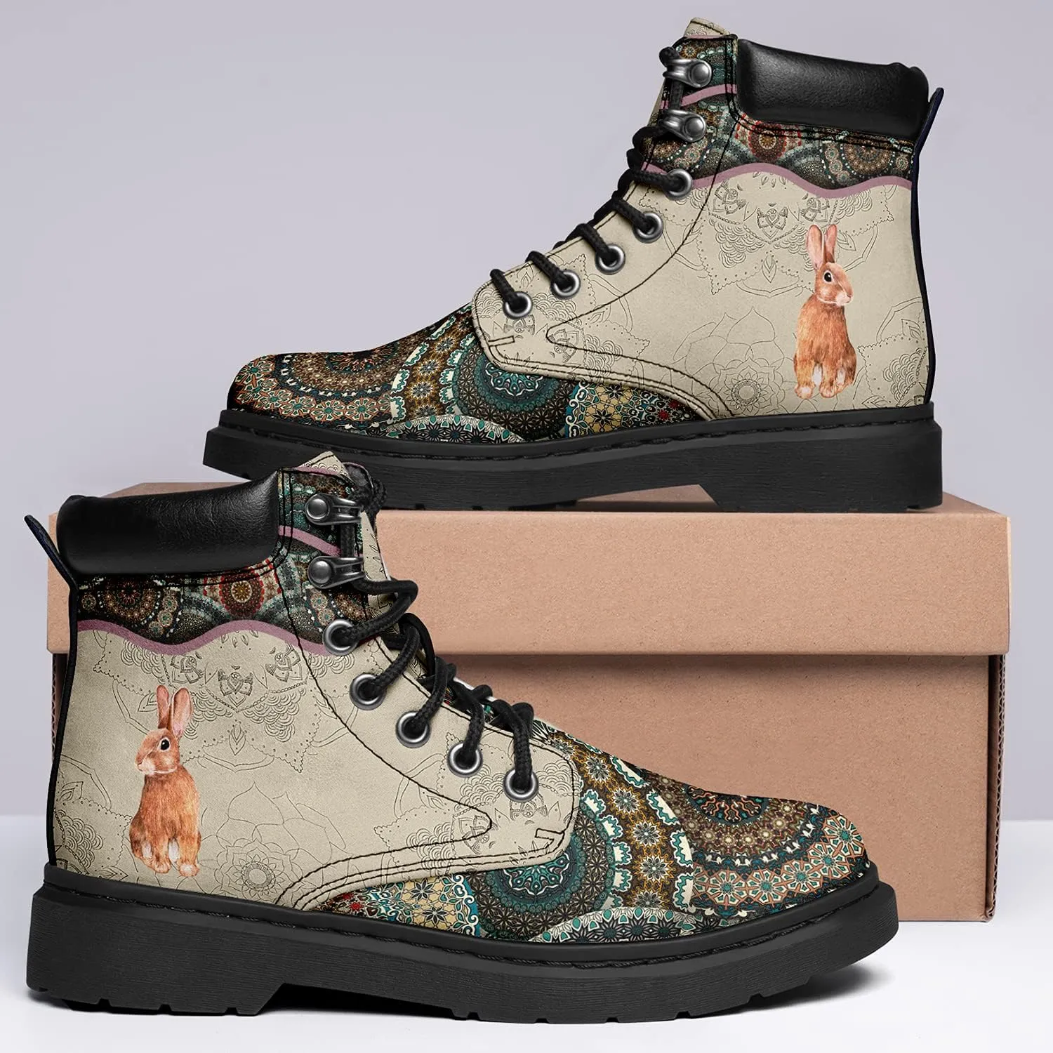 Custom Flower Mandala Animal Print Boots for Women Fashion Boots Winter Boots for Girl Lady