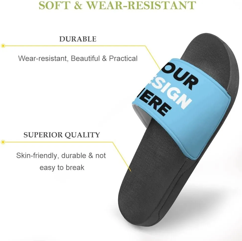Custom Slides Slippers Personalized Casual Sandals Add Your Photo Name Design Comfortable Customized Bathroom Shoes Non Slip Shower Indoor Outdoor Beach Water Fashion Sandals Open Toe for Men Women