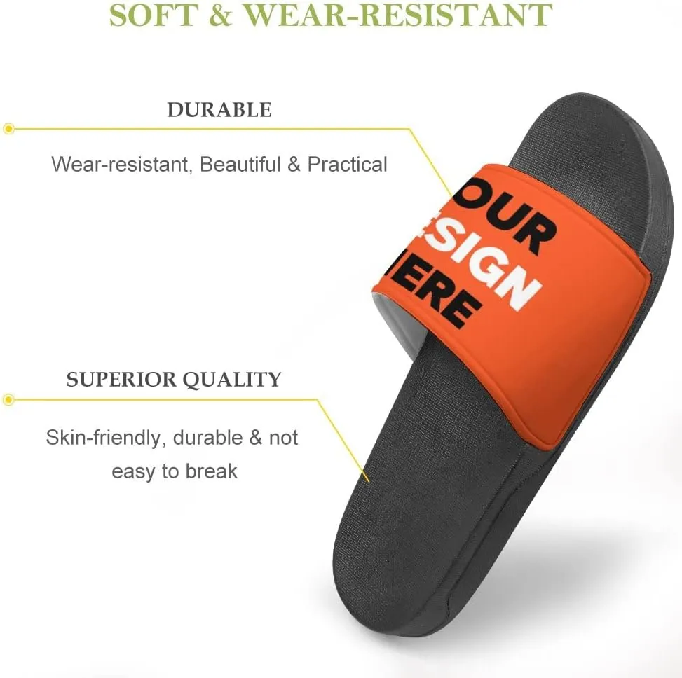 Custom Slides Slippers Personalized Casual Sandals Add Your Photo Name Design Comfortable Customized Bathroom Shoes Non Slip Shower Indoor Outdoor Beach Water Fashion Sandals Open Toe for Men Women