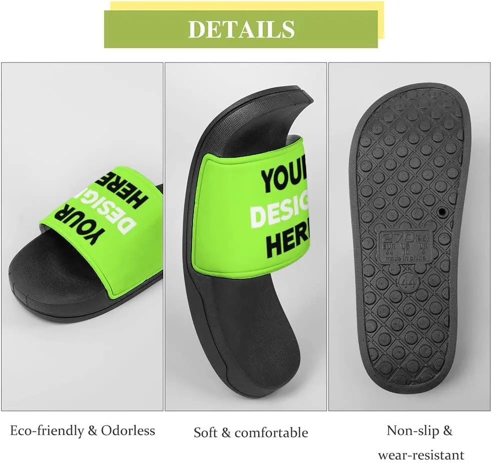 Custom Slides Slippers Personalized Casual Sandals Add Your Photo Name Design Comfortable Customized Bathroom Shoes Non Slip Shower Indoor Outdoor Beach Water Fashion Sandals Open Toe for Men Women