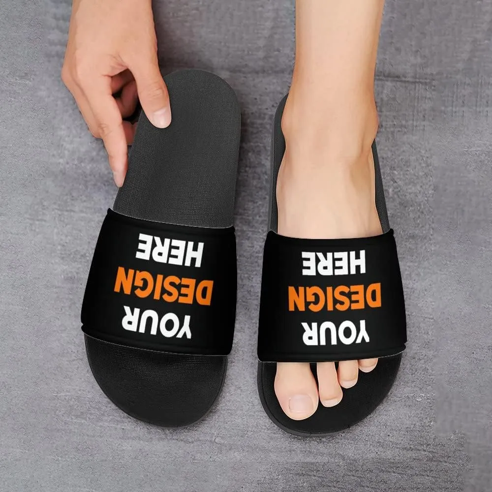 Custom Slides Slippers Personalized Casual Sandals Add Your Photo Name Design Comfortable Customized Bathroom Shoes Non Slip Shower Indoor Outdoor Beach Water Fashion Sandals Open Toe for Men Women