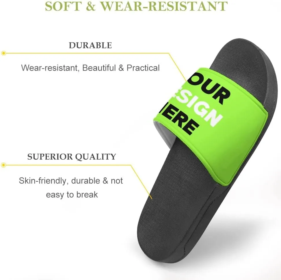Custom Slides Slippers Personalized Casual Sandals Add Your Photo Name Design Comfortable Customized Bathroom Shoes Non Slip Shower Indoor Outdoor Beach Water Fashion Sandals Open Toe for Men Women