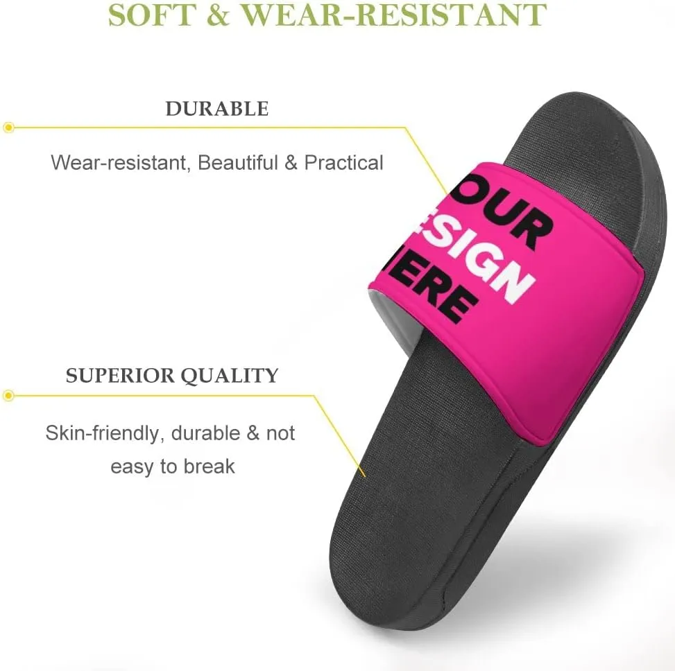 Custom Slides Slippers Personalized Casual Sandals Add Your Photo Name Design Comfortable Customized Bathroom Shoes Non Slip Shower Indoor Outdoor Beach Water Fashion Sandals Open Toe for Men Women