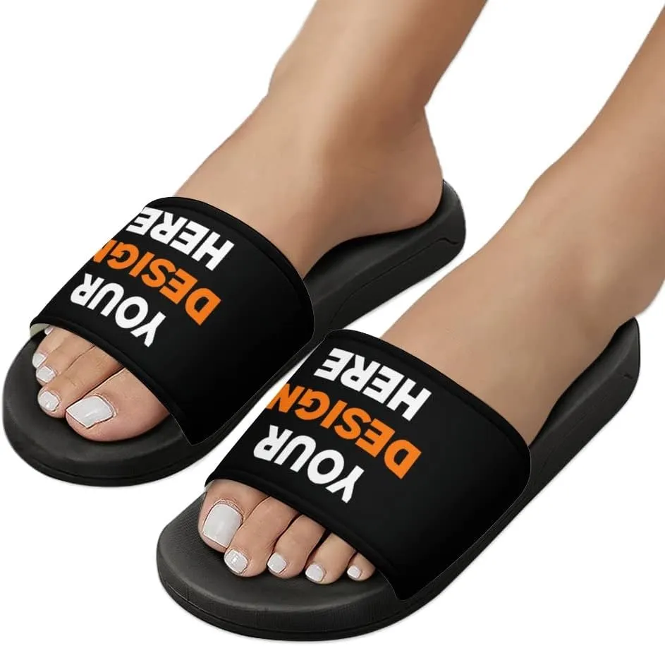 Custom Slides Slippers Personalized Casual Sandals Add Your Photo Name Design Comfortable Customized Bathroom Shoes Non Slip Shower Indoor Outdoor Beach Water Fashion Sandals Open Toe for Men Women