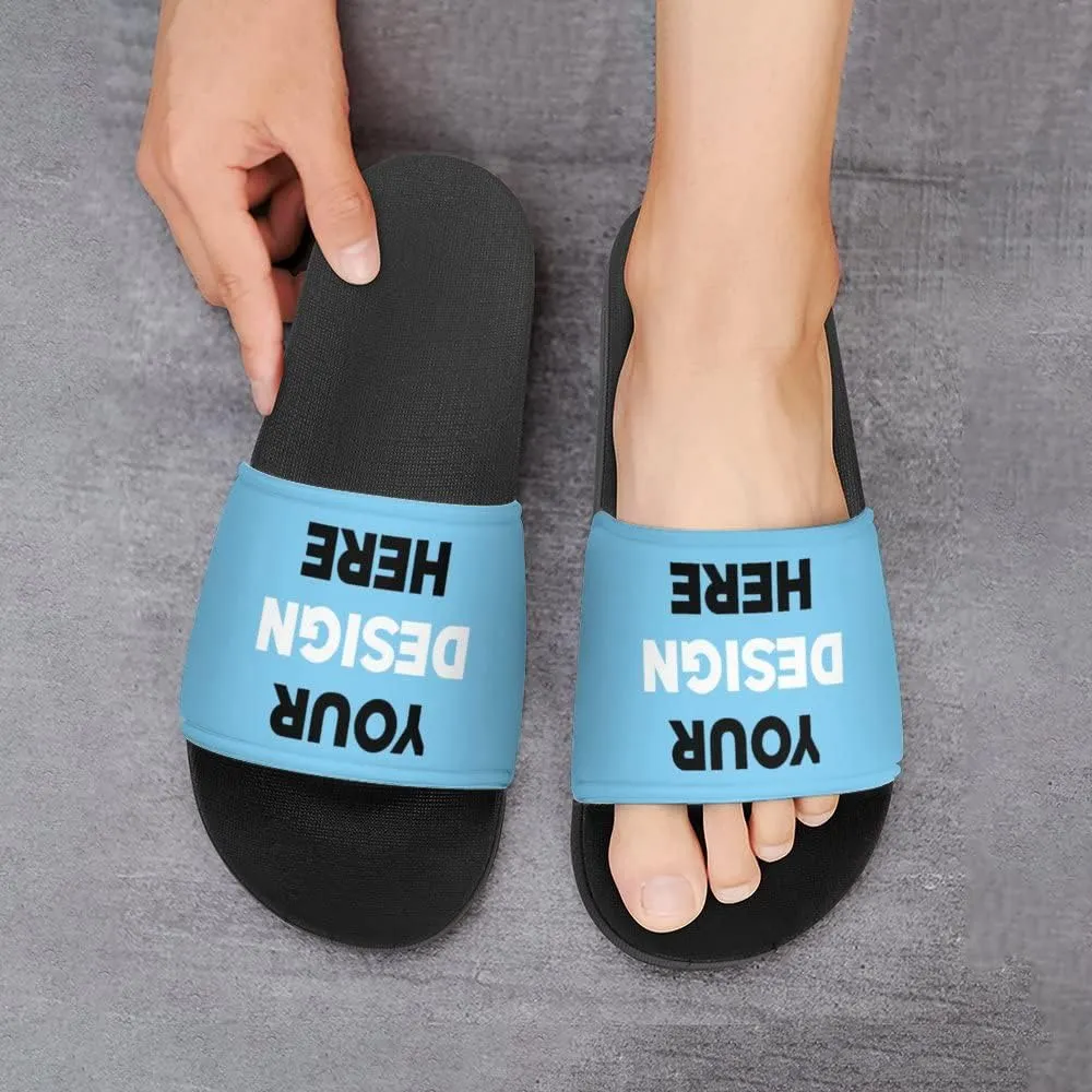 Custom Slides Slippers Personalized Casual Sandals Add Your Photo Name Design Comfortable Customized Bathroom Shoes Non Slip Shower Indoor Outdoor Beach Water Fashion Sandals Open Toe for Men Women