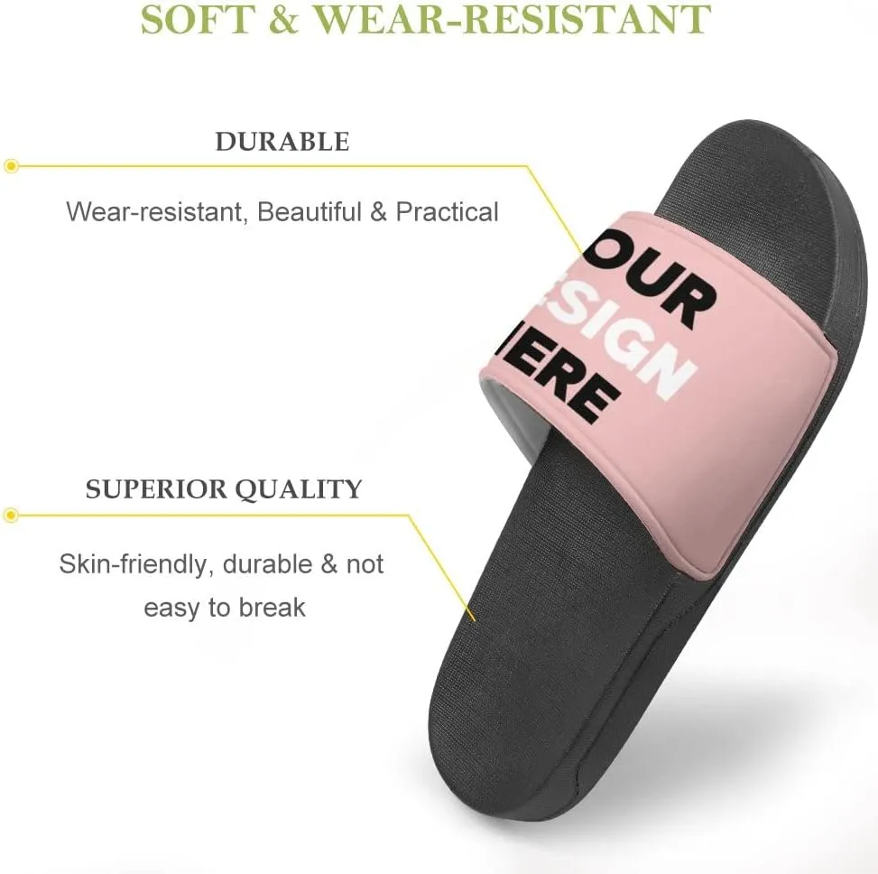 Custom Slides Slippers Personalized Casual Sandals Add Your Photo Name Design Comfortable Customized Bathroom Shoes Non Slip Shower Indoor Outdoor Beach Water Fashion Sandals Open Toe for Men Women
