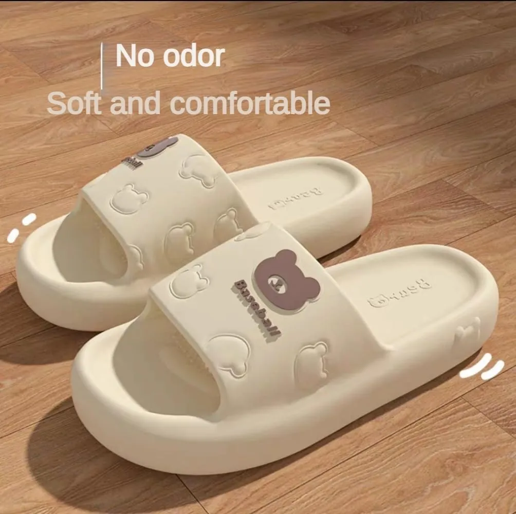 Cute Bear Slippers For Women Summer Feeling Soft Platform Non-Slip Sandals Antislip Indoor Outdoor Slippers kawaii Gifts for Women Men