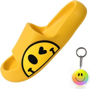 Cute Happy Face Slippers for Women Men, Retro Soft Plush Warm Cushioned Lightweight Non-Slip House Slippers Cozy Indoor Outdoor Slippers