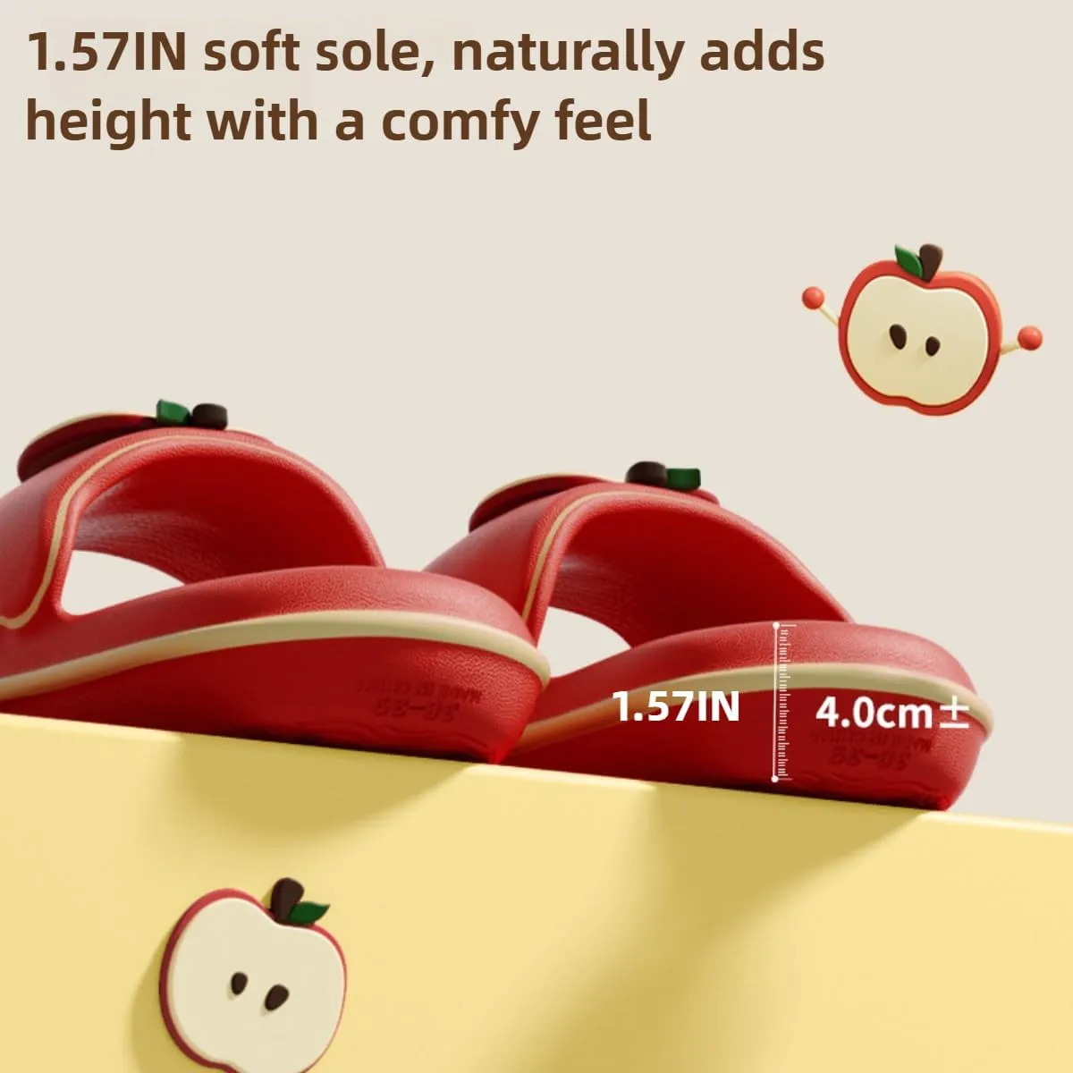 Cute Soft Apple Sandals for Women Korean Thick Sole Kawaii Cartoon Slippers Non-Slip Slides Girly Gift Indoor Outdoor