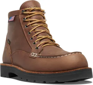 Danner 6” Bull Run Steel Toe Work Boots for Men - Oiled Full-Grain Leather with Non Slip Wedge Outsole and 3-Density Cushion Footbed, EH Resistant