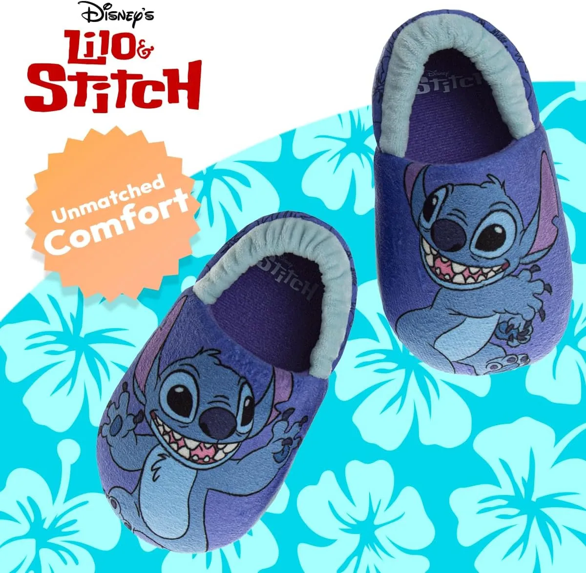 Disney Kids Lilo and Stitch Slippers for Girls - Stitch Plush Warm Soft Aline Comfy Lightweight House Shoes (5-10 toddler / 11-12 little kid)