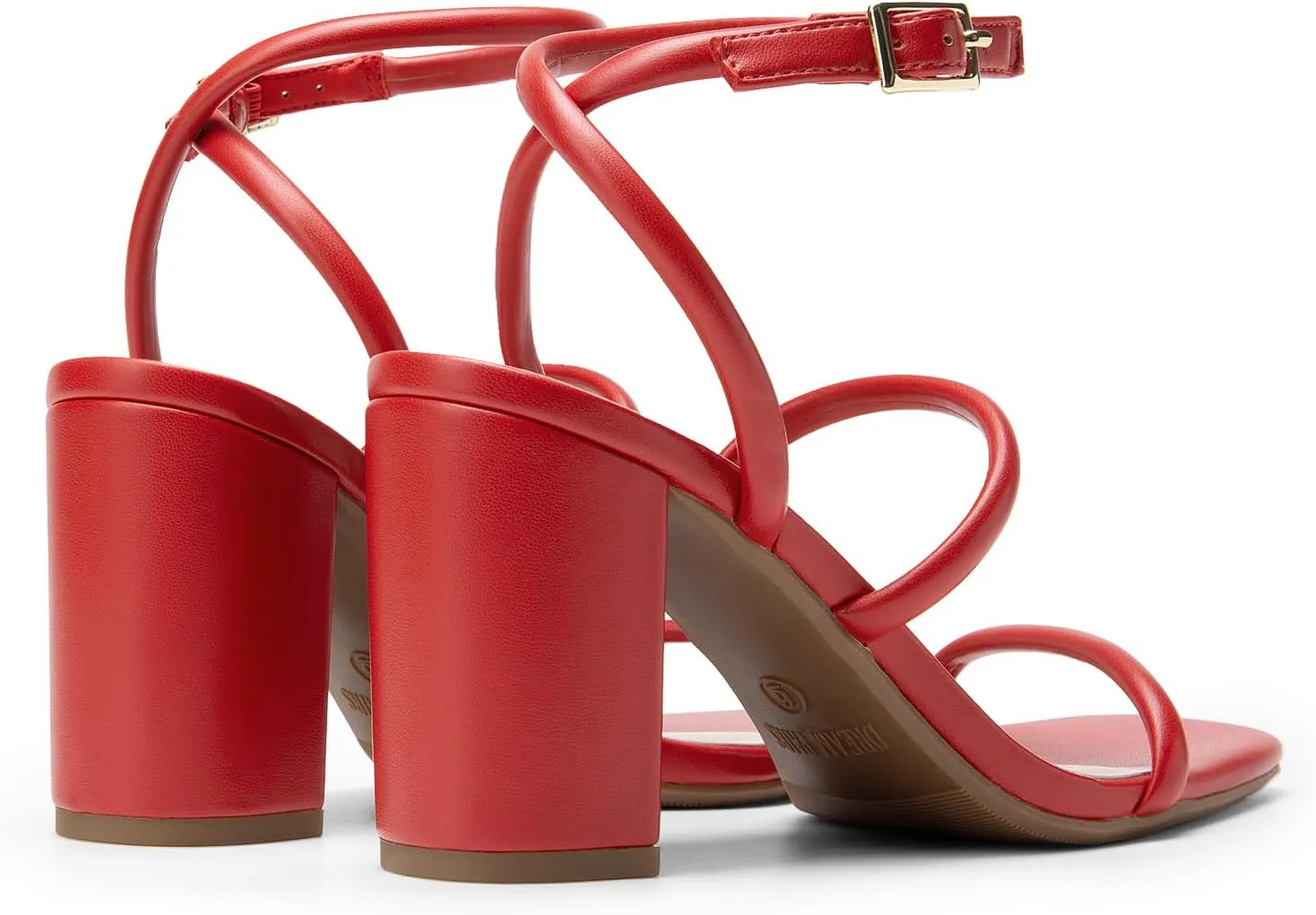 DREAM PAIRS Women Heels Chunky Square Open Toe Strappy Ankle Strap Block High Heeled Sandals for Dressy Wedding Comfortable Shoes