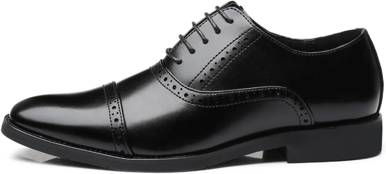 Dress Shoes for Men Fashion Classic Lace-up Pointed-Toe Formal Tuxedo Shoes Business Wedding Wingtip Oxford Shoes
