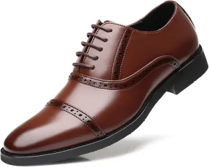 Dress Shoes for Men Fashion Classic Lace-up Pointed-Toe Formal Tuxedo Shoes Business Wedding Wingtip Oxford Shoes