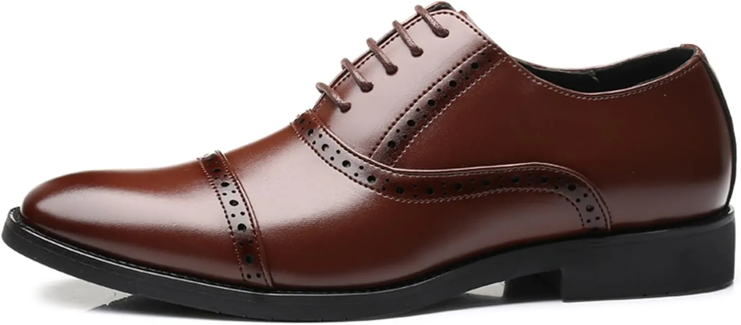 Dress Shoes for Men Fashion Classic Lace-up Pointed-Toe Formal Tuxedo Shoes Business Wedding Wingtip Oxford Shoes
