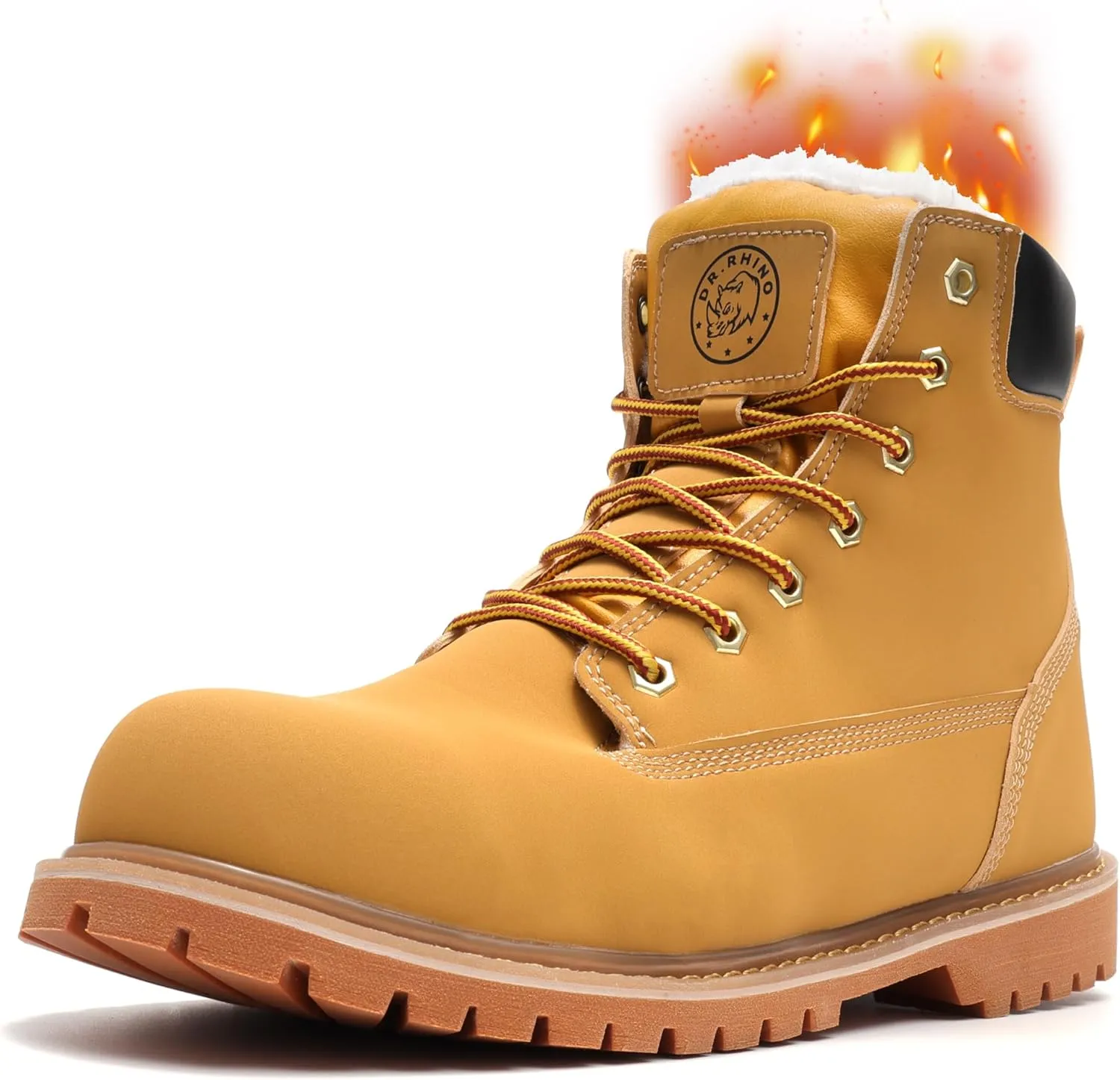 Dr.RHINO Winter Steel Toe Boots for Men Comfortable Winter Work Boots Waterproof Slip Resistant Snow Safety Boots Indestructible Construction Boots